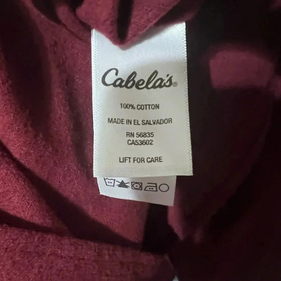 NWOT Cabela’s Flannel Shacket Chamois Shirt Mens Burgundy Sz 3XL/3TG Reg Cotton - Picture 4 of 4